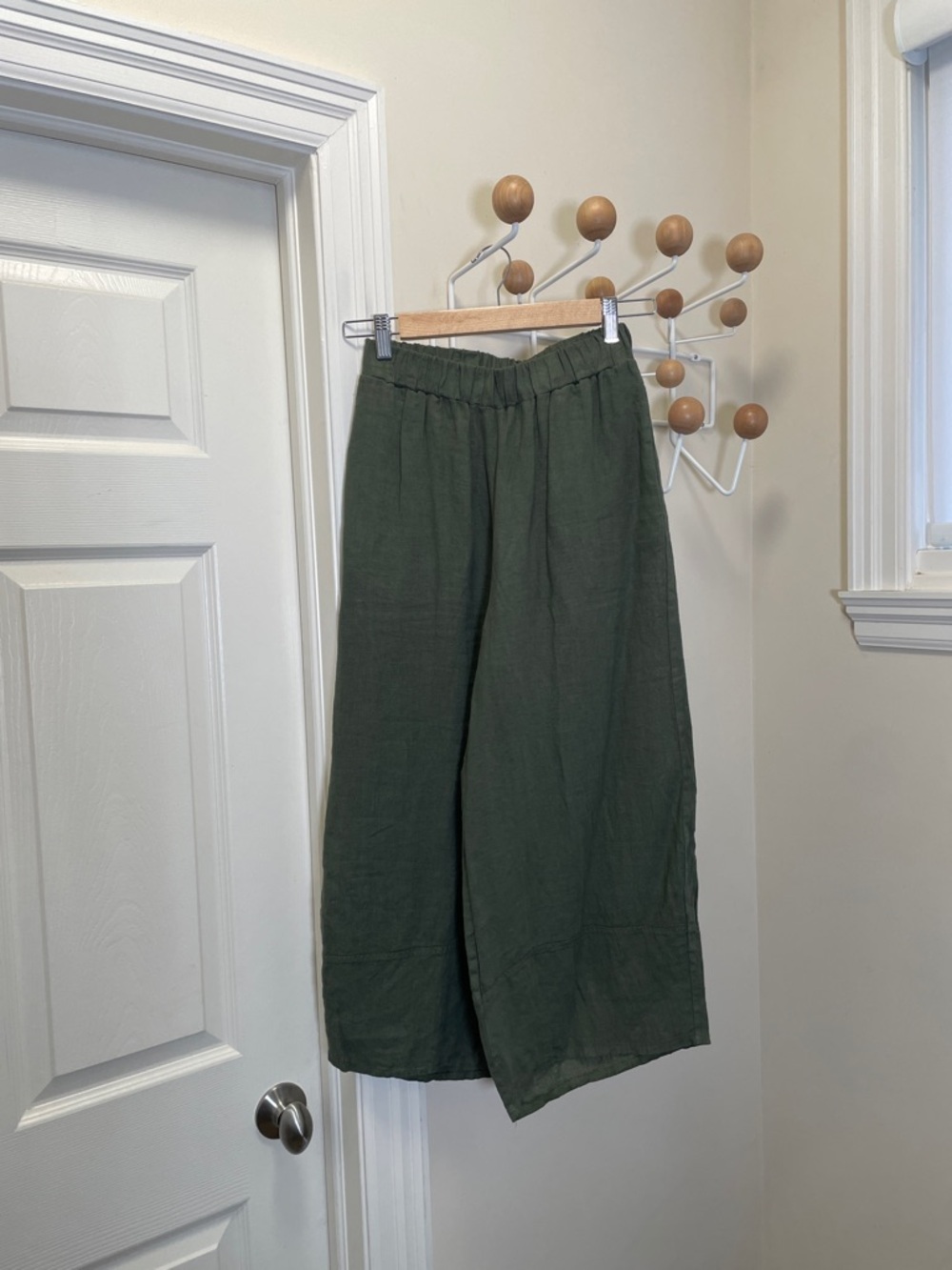 Terzo Millennio - Wide Legged Ankle Linen Pants - Green - S